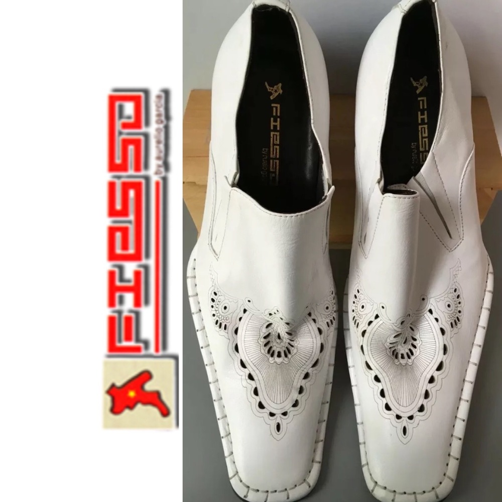 Fiesso Square Toe White Leather Aurello Garcia EUC